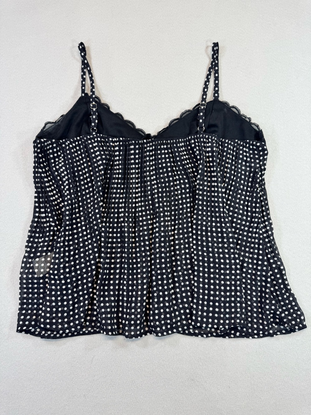 Black Polka Sheer Dot Lace Cami Top XL - Picture 5 of 5